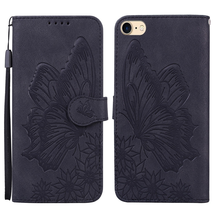For iPhone SE 2022 / SE 2020 / 8 / 7 Retro Skin Feel Butterflies Embossing Horizontal Flip Leather Case with Holder & Card Slots & Wallet