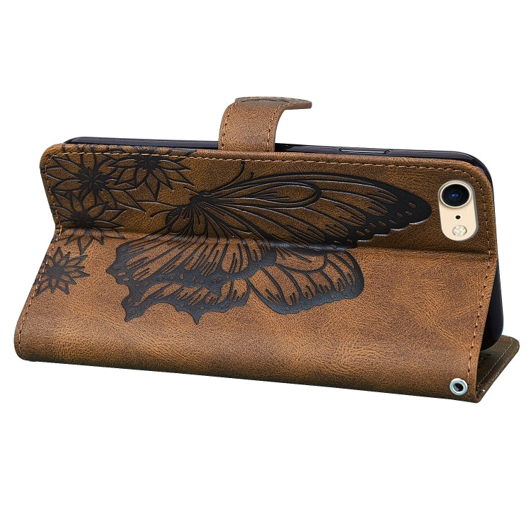 For iPhone SE 2022 / SE 2020 / 8 / 7 Retro Skin Feel Butterflies Embossing Horizontal Flip Leather Case with Holder & Card Slots & Wallet
