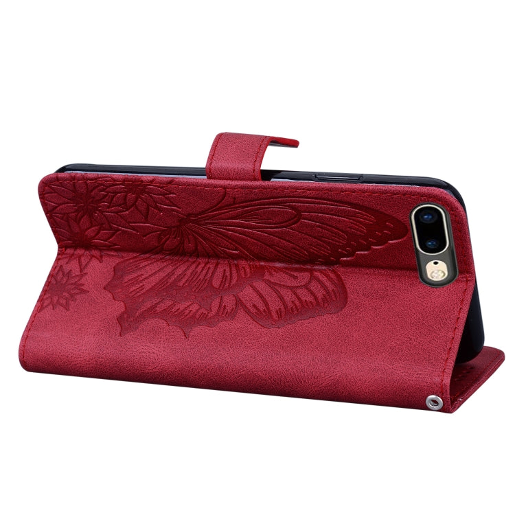 Retro Skin Feel Butterflies Embossing Horizontal Flip Leather Case with Holder & Card Slots & Wallet For iPhone 8 Plus / 7Plus