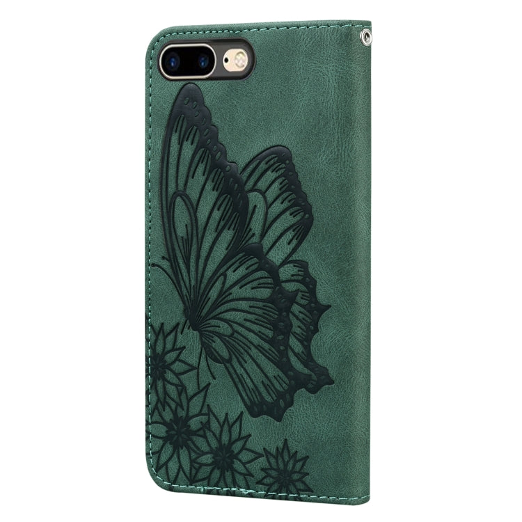 Retro Skin Feel Butterflies Embossing Horizontal Flip Leather Case with Holder & Card Slots & Wallet For iPhone 8 Plus / 7Plus