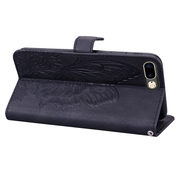 Retro Skin Feel Butterflies Embossing Horizontal Flip Leather Case with Holder & Card Slots & Wallet For iPhone 8 Plus / 7Plus