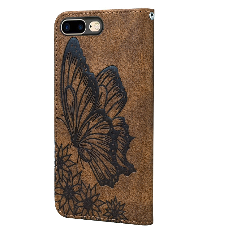 Retro Skin Feel Butterflies Embossing Horizontal Flip Leather Case with Holder & Card Slots & Wallet For iPhone 8 Plus / 7Plus