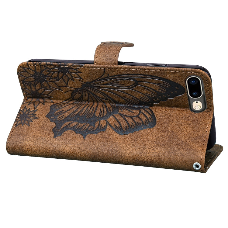 Retro Skin Feel Butterflies Embossing Horizontal Flip Leather Case with Holder & Card Slots & Wallet For iPhone 8 Plus / 7Plus