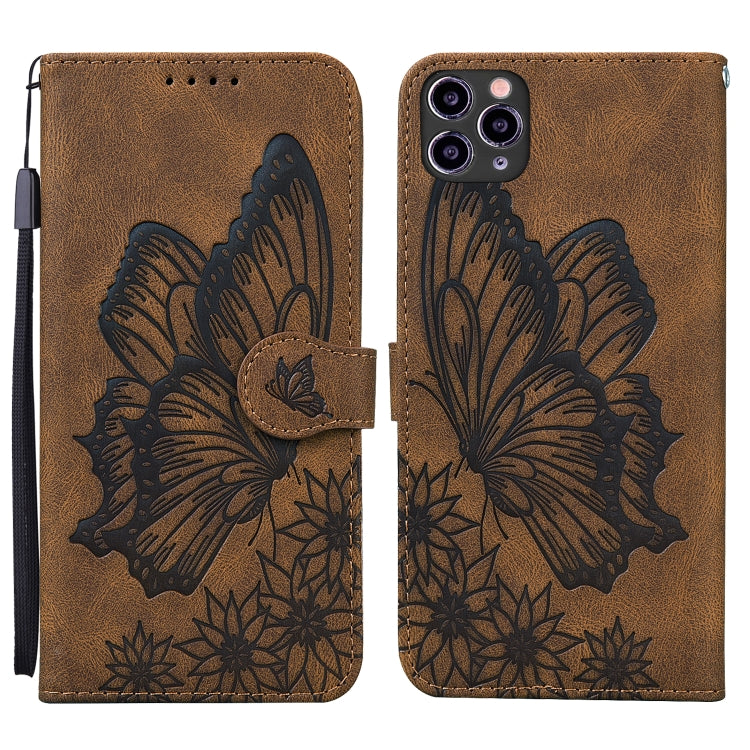 For iPhone 11 Pro Max Retro Skin Feel Butterflies Embossing Horizontal Flip Leather Case with Holder & Card Slots & Wallet