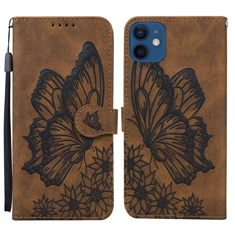 For iPhone 12 mini Retro Skin Feel Butterflies Embossing Horizontal Flip Leather Case with Holder & Card Slots & Wallet