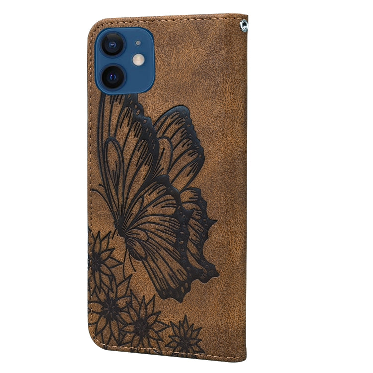 For iPhone 12 mini Retro Skin Feel Butterflies Embossing Horizontal Flip Leather Case with Holder & Card Slots & Wallet