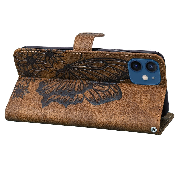 For iPhone 12 mini Retro Skin Feel Butterflies Embossing Horizontal Flip Leather Case with Holder & Card Slots & Wallet