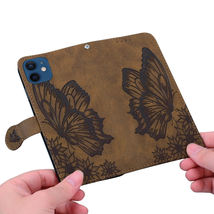 For iPhone 12 mini Retro Skin Feel Butterflies Embossing Horizontal Flip Leather Case with Holder & Card Slots & Wallet