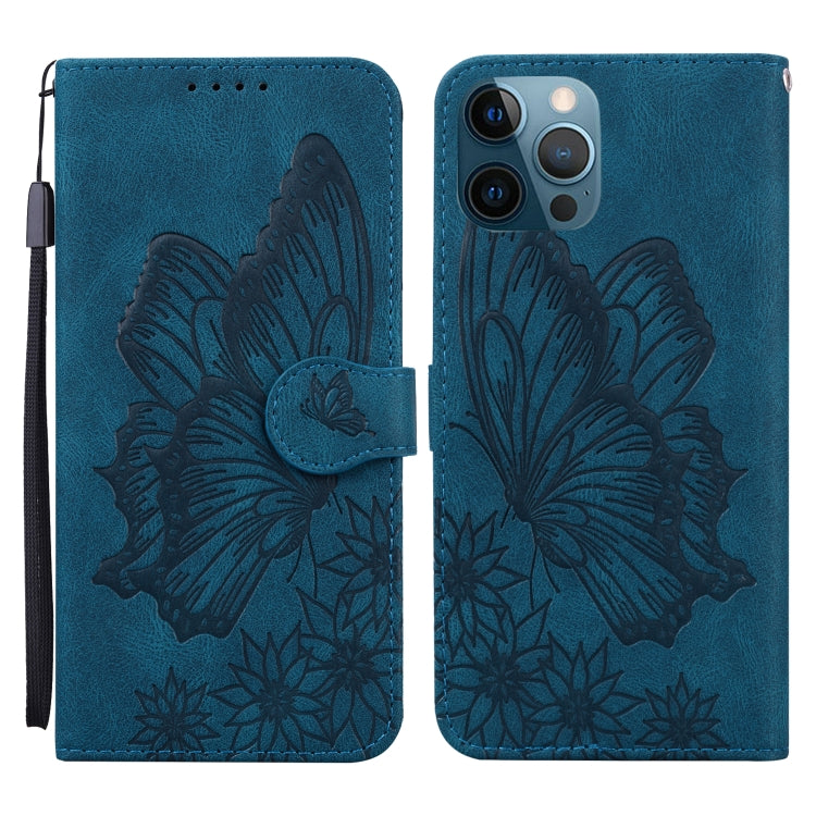 For iPhone 12 Pro Max Retro Skin Feel Butterflies Embossing Horizontal Flip Leather Case with Holder & Card Slots & Wallet