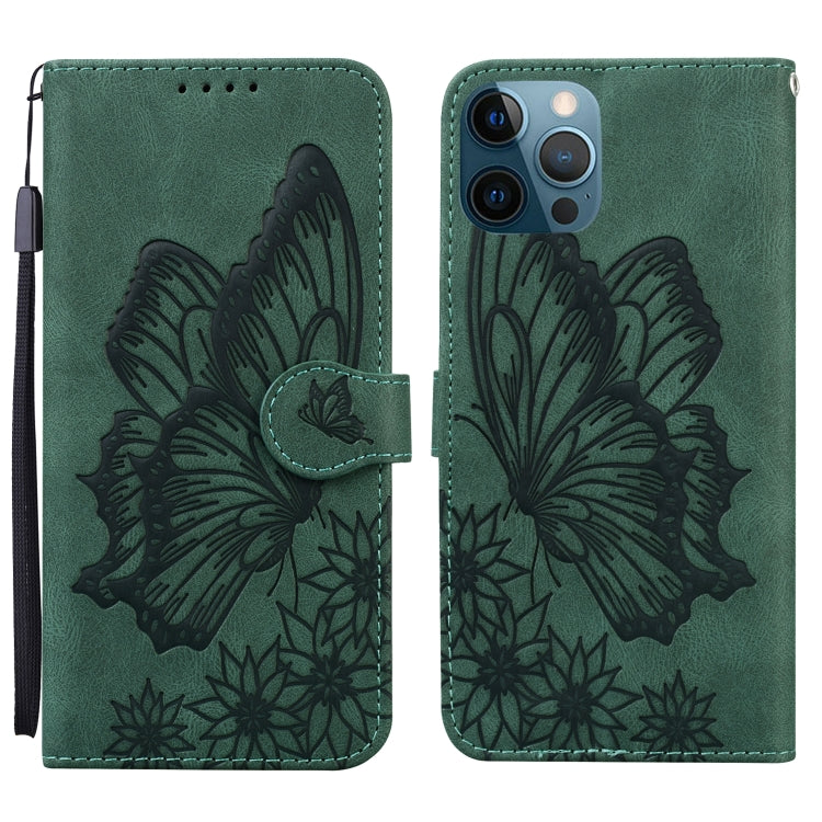 For iPhone 12 Pro Max Retro Skin Feel Butterflies Embossing Horizontal Flip Leather Case with Holder & Card Slots & Wallet