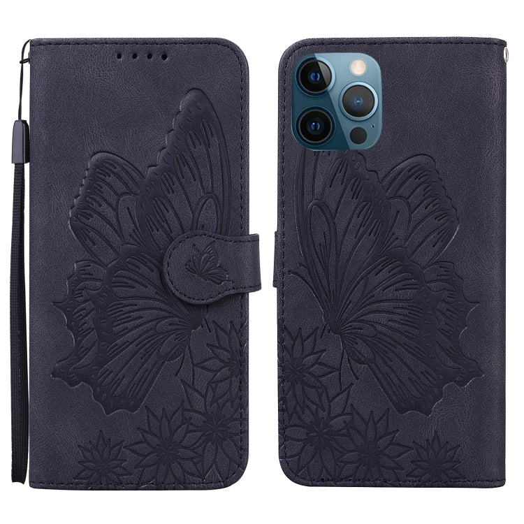 For iPhone 12 Pro Max Retro Skin Feel Butterflies Embossing Horizontal Flip Leather Case with Holder & Card Slots & Wallet