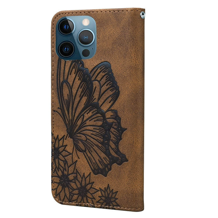 For iPhone 12 Pro Max Retro Skin Feel Butterflies Embossing Horizontal Flip Leather Case with Holder & Card Slots & Wallet
