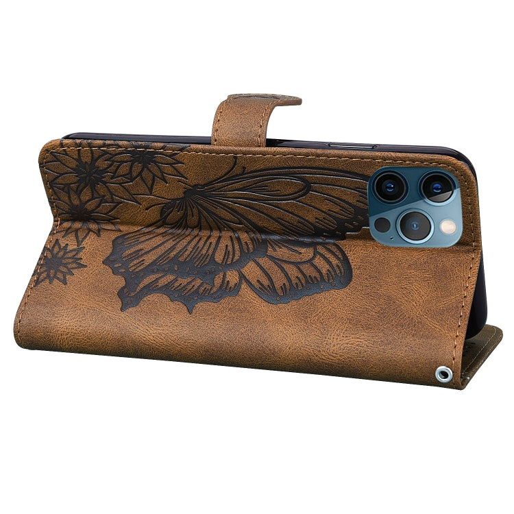 For iPhone 12 Pro Max Retro Skin Feel Butterflies Embossing Horizontal Flip Leather Case with Holder & Card Slots & Wallet