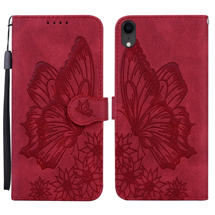 For iPhone XR Retro Skin Feel Butterflies Embossing Horizontal Flip Leather Case with Holder & Card Slots & Wallet