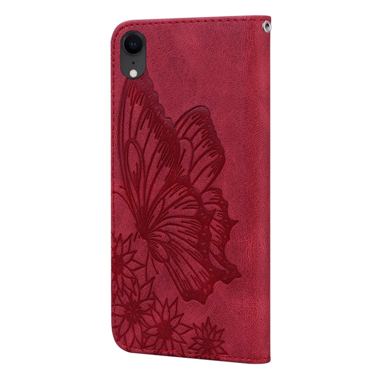 For iPhone XR Retro Skin Feel Butterflies Embossing Horizontal Flip Leather Case with Holder & Card Slots & Wallet