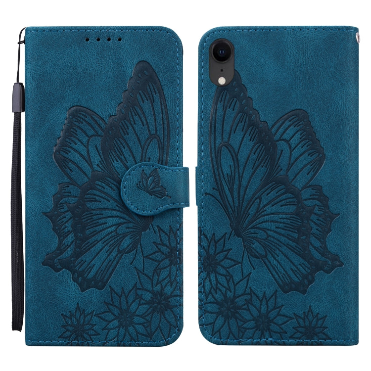 For iPhone XR Retro Skin Feel Butterflies Embossing Horizontal Flip Leather Case with Holder & Card Slots & Wallet