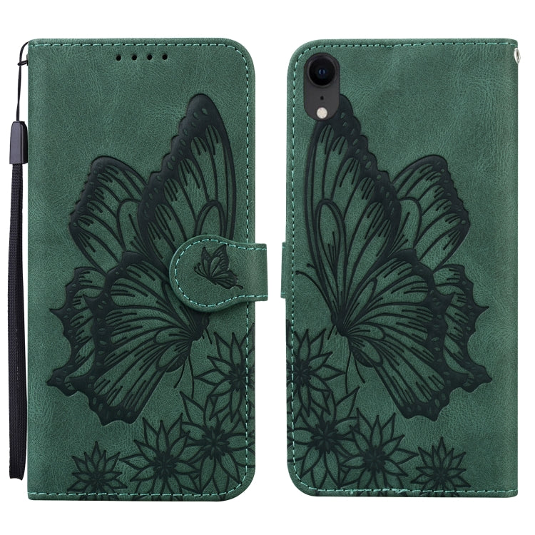 For iPhone XR Retro Skin Feel Butterflies Embossing Horizontal Flip Leather Case with Holder & Card Slots & Wallet
