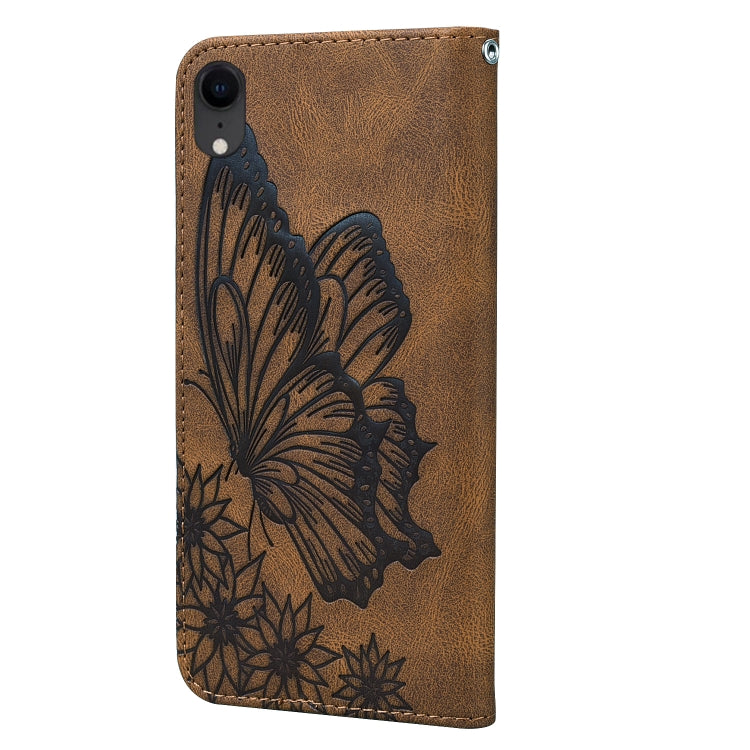 For iPhone XR Retro Skin Feel Butterflies Embossing Horizontal Flip Leather Case with Holder & Card Slots & Wallet