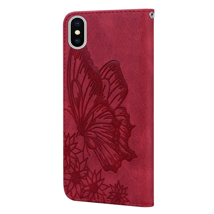 For iPhone X / XS Retro Skin Feel Butterflies Embossing Horizontal Flip Leather Case with Holder & Card Slots & Wallet
