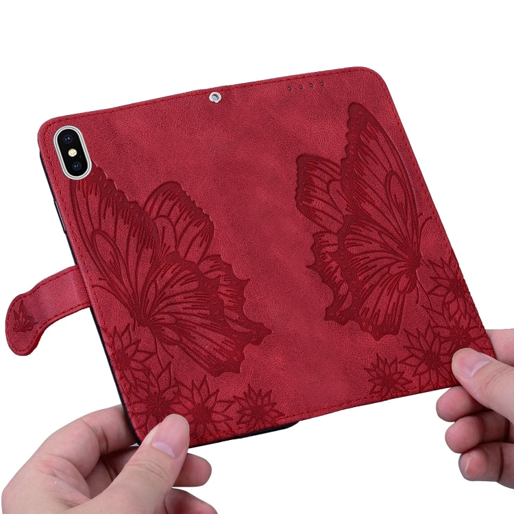 For iPhone X / XS Retro Skin Feel Butterflies Embossing Horizontal Flip Leather Case with Holder & Card Slots & Wallet