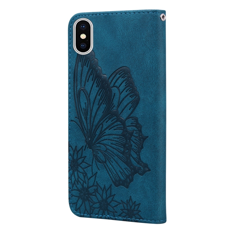For iPhone X / XS Retro Skin Feel Butterflies Embossing Horizontal Flip Leather Case with Holder & Card Slots & Wallet