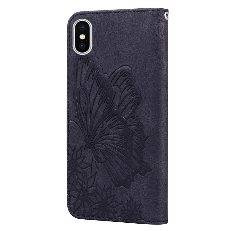For iPhone X / XS Retro Skin Feel Butterflies Embossing Horizontal Flip Leather Case with Holder & Card Slots & Wallet