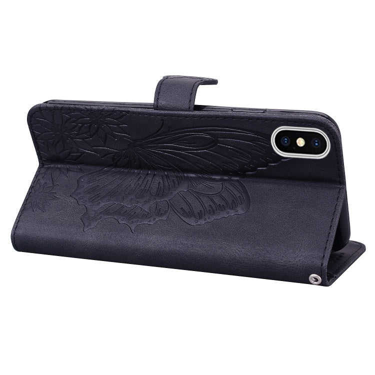 For iPhone X / XS Retro Skin Feel Butterflies Embossing Horizontal Flip Leather Case with Holder & Card Slots & Wallet