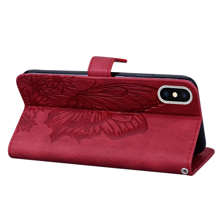 For iPhone XS Max Retro Skin Feel Butterflies Embossing Horizontal Flip Leather Case with Holder & Card Slots & Wallet