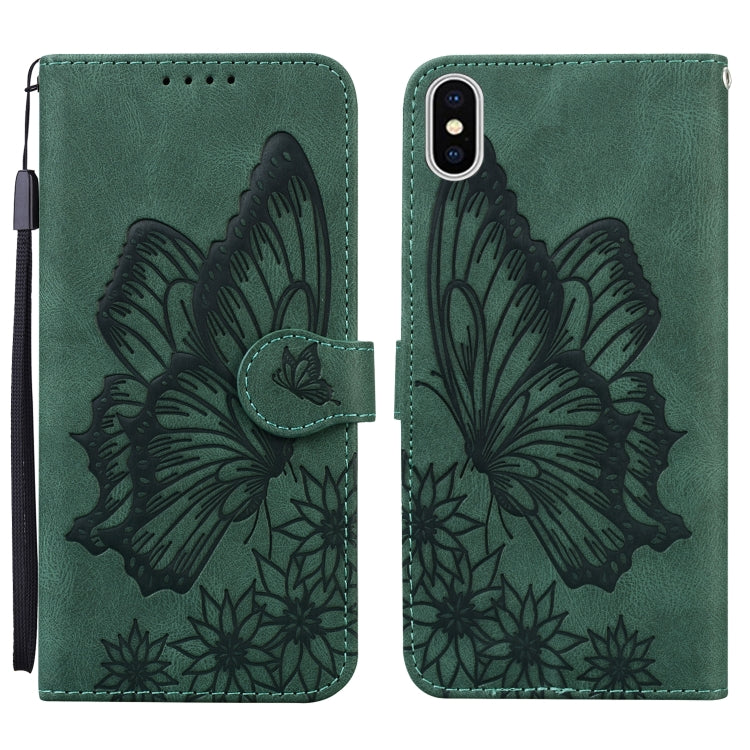 For iPhone XS Max Retro Skin Feel Butterflies Embossing Horizontal Flip Leather Case with Holder & Card Slots & Wallet