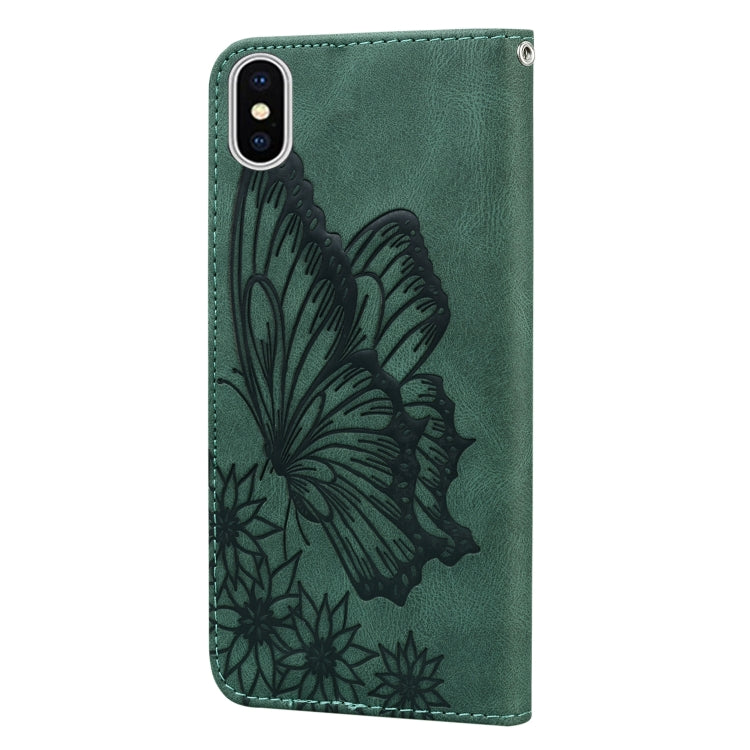 For iPhone XS Max Retro Skin Feel Butterflies Embossing Horizontal Flip Leather Case with Holder & Card Slots & Wallet