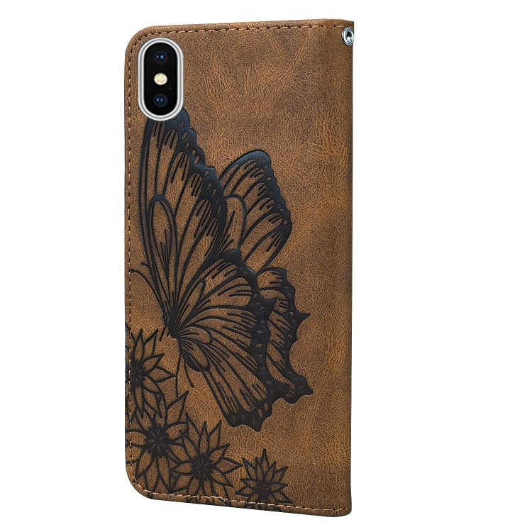 For iPhone XS Max Retro Skin Feel Butterflies Embossing Horizontal Flip Leather Case with Holder & Card Slots & Wallet