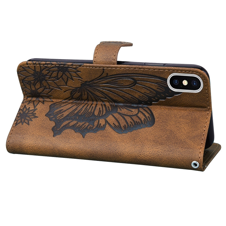 For iPhone XS Max Retro Skin Feel Butterflies Embossing Horizontal Flip Leather Case with Holder & Card Slots & Wallet