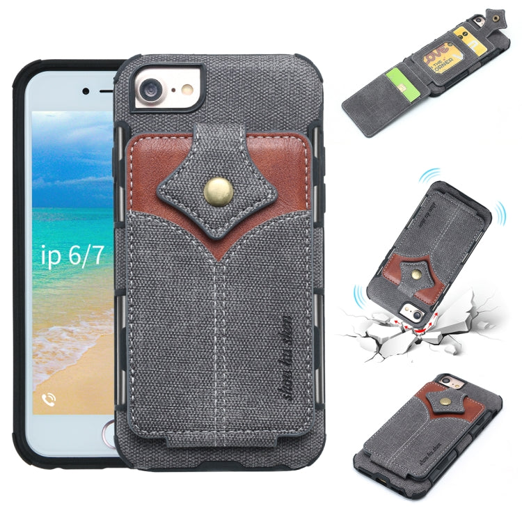 For iPhone SE 2020 & 8 & 7 Cloth Texture + PU + TPU Shockproof Protective Case with Card Slots
