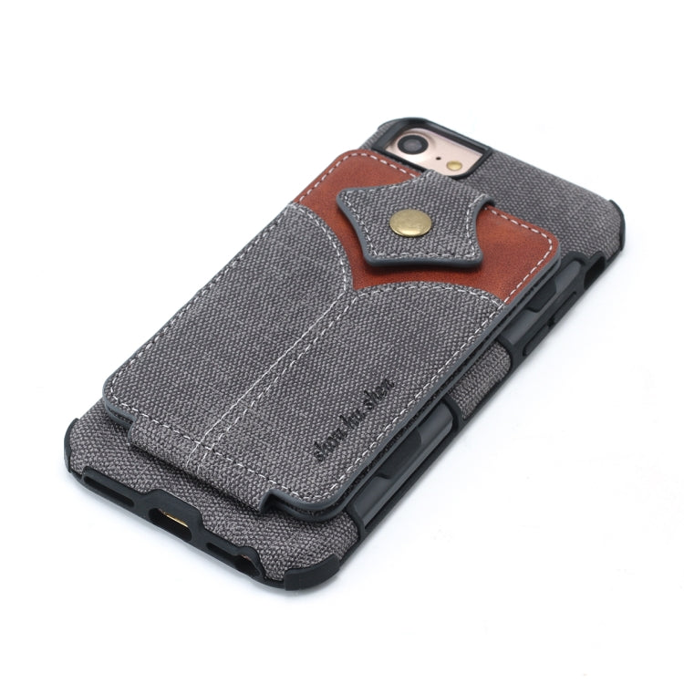 For iPhone SE 2020 & 8 & 7 Cloth Texture + PU + TPU Shockproof Protective Case with Card Slots
