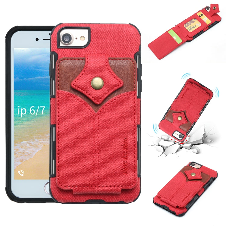 For iPhone SE 2020 & 8 & 7 Cloth Texture + PU + TPU Shockproof Protective Case with Card Slots