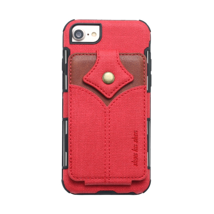 For iPhone SE 2020 & 8 & 7 Cloth Texture + PU + TPU Shockproof Protective Case with Card Slots