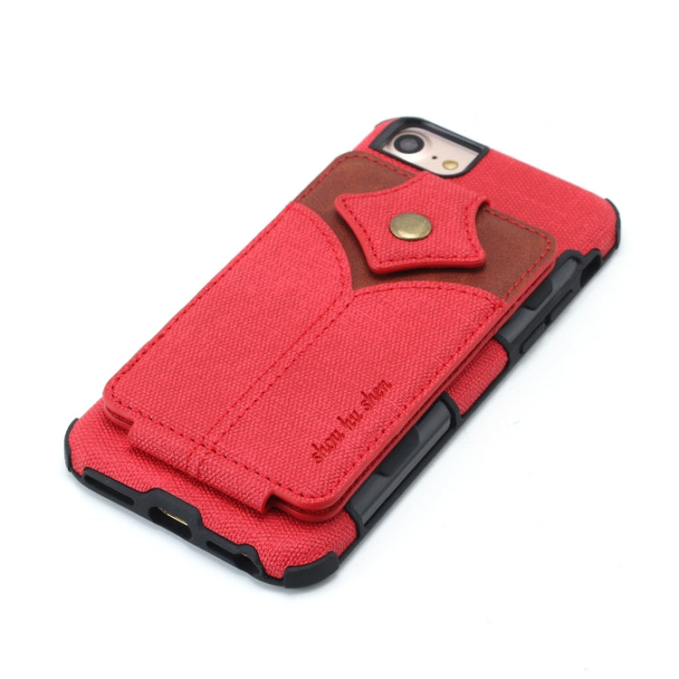 For iPhone SE 2020 & 8 & 7 Cloth Texture + PU + TPU Shockproof Protective Case with Card Slots