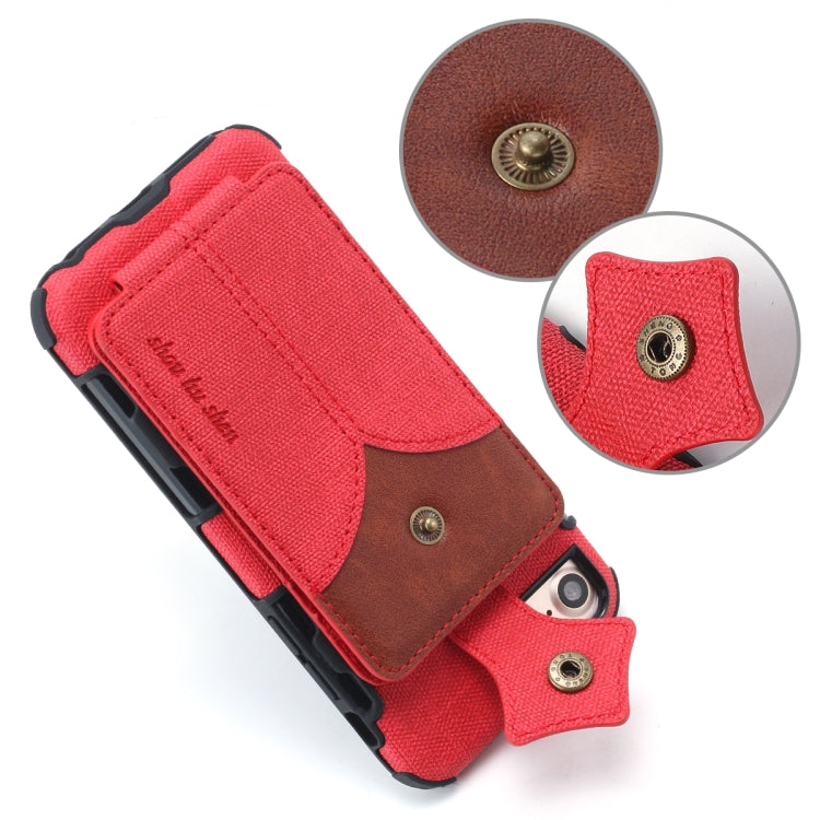 For iPhone SE 2020 & 8 & 7 Cloth Texture + PU + TPU Shockproof Protective Case with Card Slots