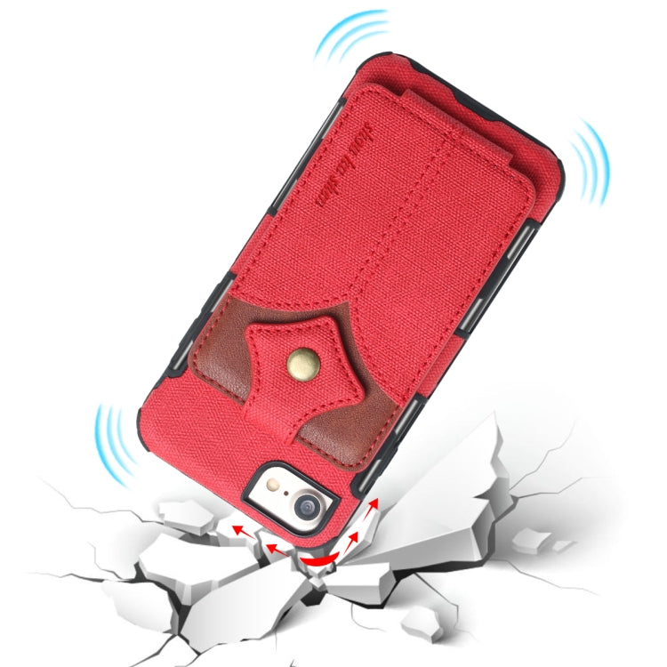 For iPhone SE 2020 & 8 & 7 Cloth Texture + PU + TPU Shockproof Protective Case with Card Slots