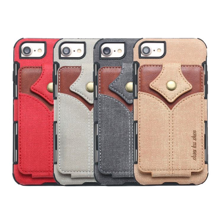 For iPhone SE 2020 & 8 & 7 Cloth Texture + PU + TPU Shockproof Protective Case with Card Slots