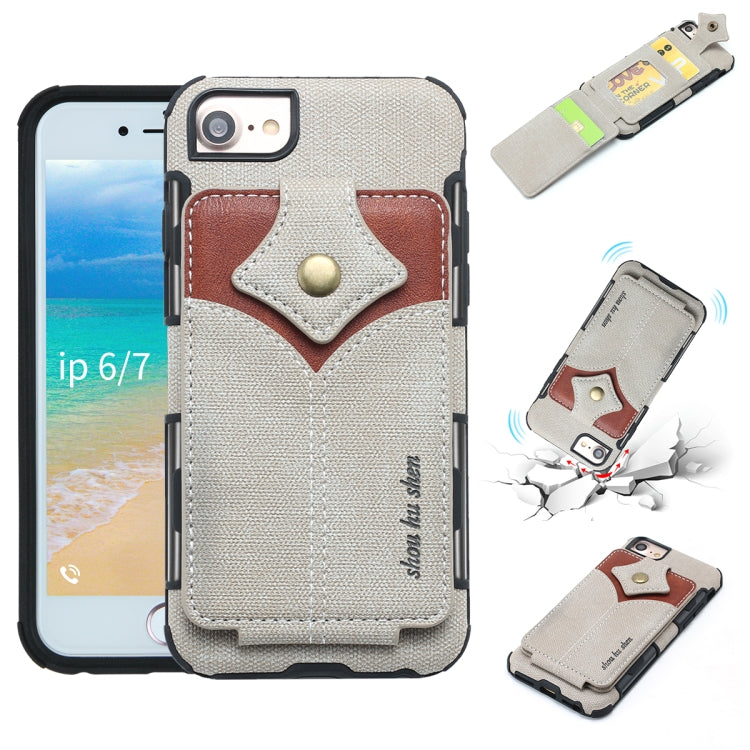 For iPhone SE 2020 & 8 & 7 Cloth Texture + PU + TPU Shockproof Protective Case with Card Slots