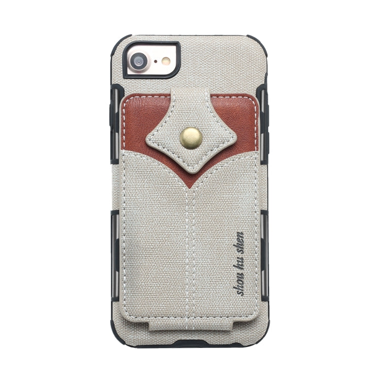 For iPhone SE 2020 & 8 & 7 Cloth Texture + PU + TPU Shockproof Protective Case with Card Slots