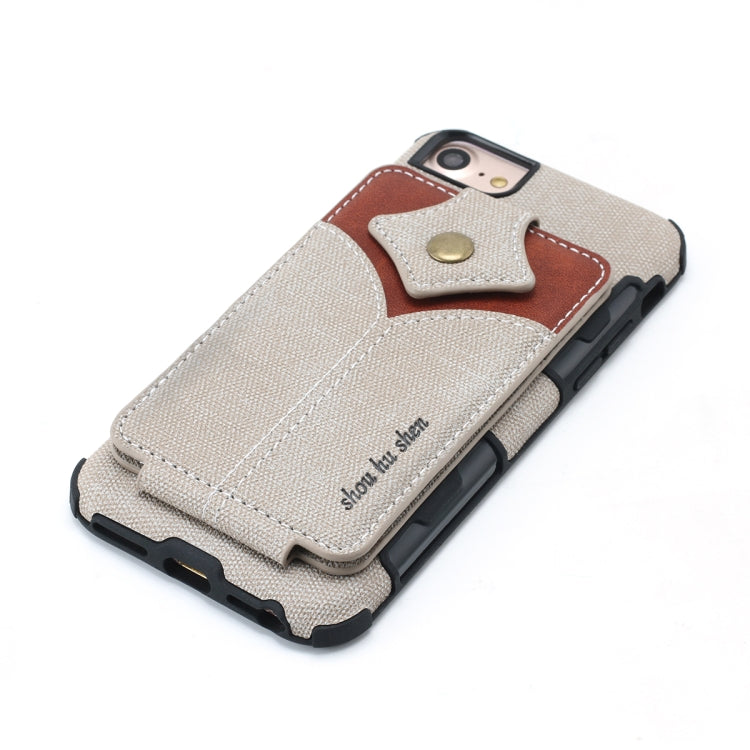 For iPhone SE 2020 & 8 & 7 Cloth Texture + PU + TPU Shockproof Protective Case with Card Slots