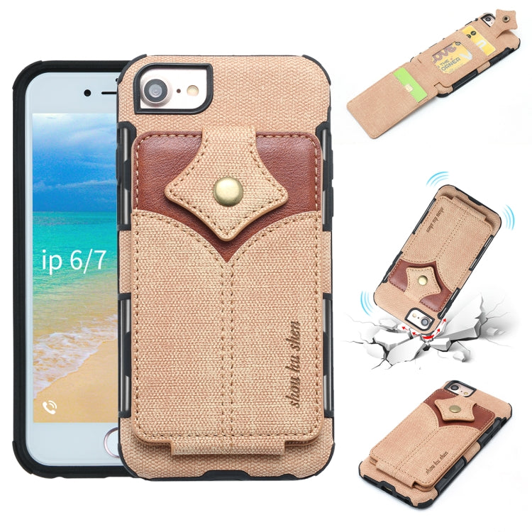 For iPhone SE 2020 & 8 & 7 Cloth Texture + PU + TPU Shockproof Protective Case with Card Slots