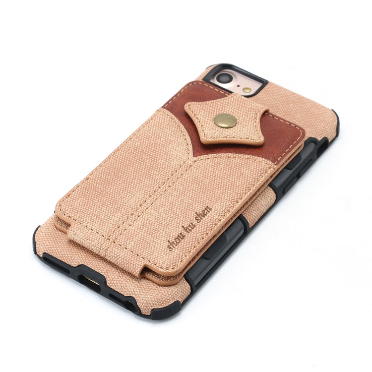 For iPhone SE 2020 & 8 & 7 Cloth Texture + PU + TPU Shockproof Protective Case with Card Slots