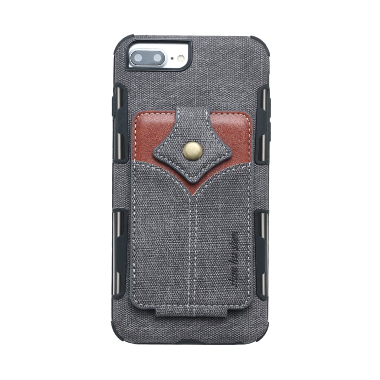 For iPhone 8 Plus & 7 Plus Cloth Texture + PU + TPU Shockproof Protective Case with Card Slots