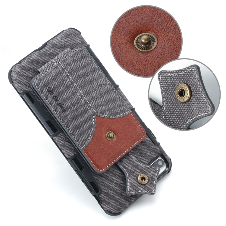 For iPhone 8 Plus & 7 Plus Cloth Texture + PU + TPU Shockproof Protective Case with Card Slots
