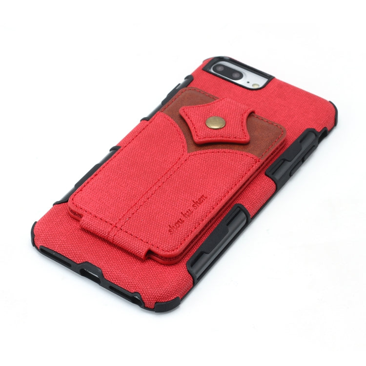 For iPhone 8 Plus & 7 Plus Cloth Texture + PU + TPU Shockproof Protective Case with Card Slots