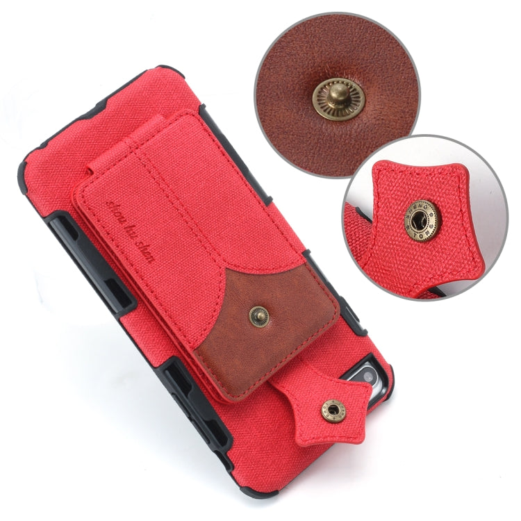 For iPhone 8 Plus & 7 Plus Cloth Texture + PU + TPU Shockproof Protective Case with Card Slots