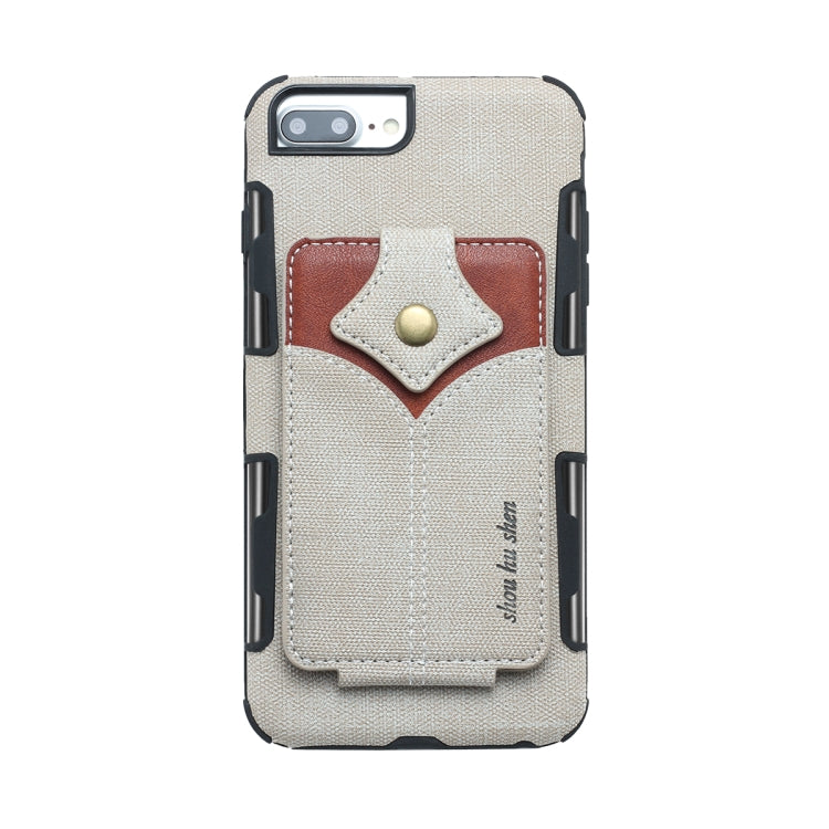 For iPhone 8 Plus & 7 Plus Cloth Texture + PU + TPU Shockproof Protective Case with Card Slots